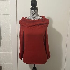 Red-Orange Cowl Neck Sweater